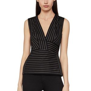 BCBG Maxazria Pointe Knit Striped Peplum T…